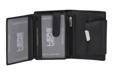 Damenbörse Portemonnaie Geldbörse im Hochformat LEAS in Echt-Leder, schwarz 13x9,5cm (LxB)